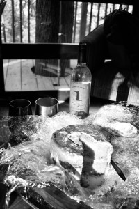 anniversary cake and wine